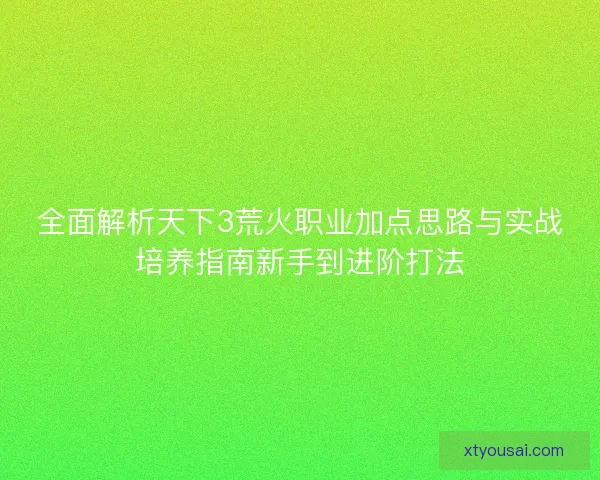 全面解析天下3荒火职业加点思路与实战培养指南新手到进阶打法